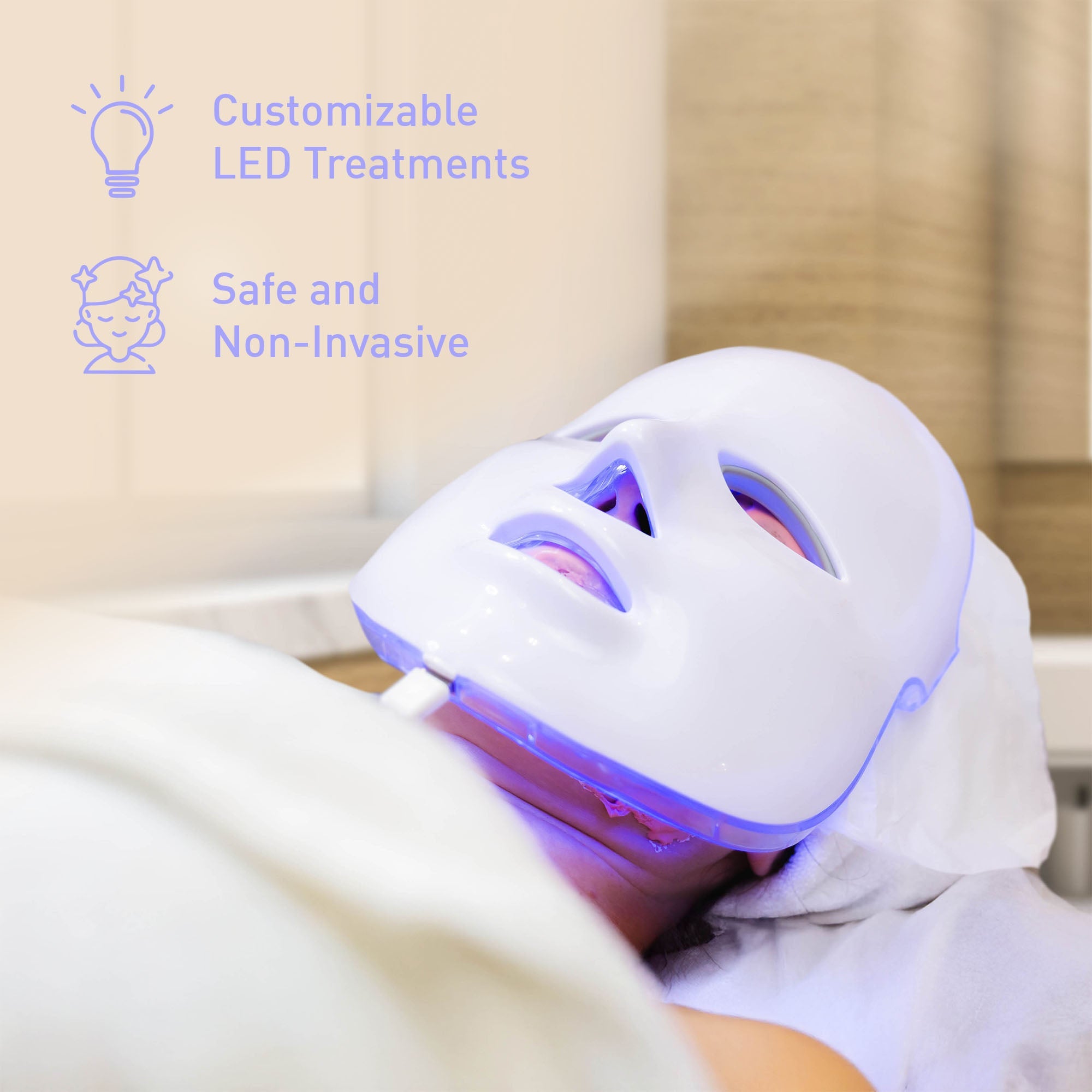 7-in-1 LED Light Therapy Face Mask & Pursonic Facial Steamer Hot Mist Moisturizing Spa Bundle